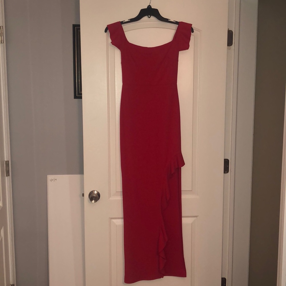 Missguided long red dress